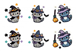 6er Set Freestyle Libre 3 Sticker - Witchy Cats
